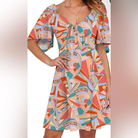 Colorful Geometric Print Dress - Picture 1 of 6
